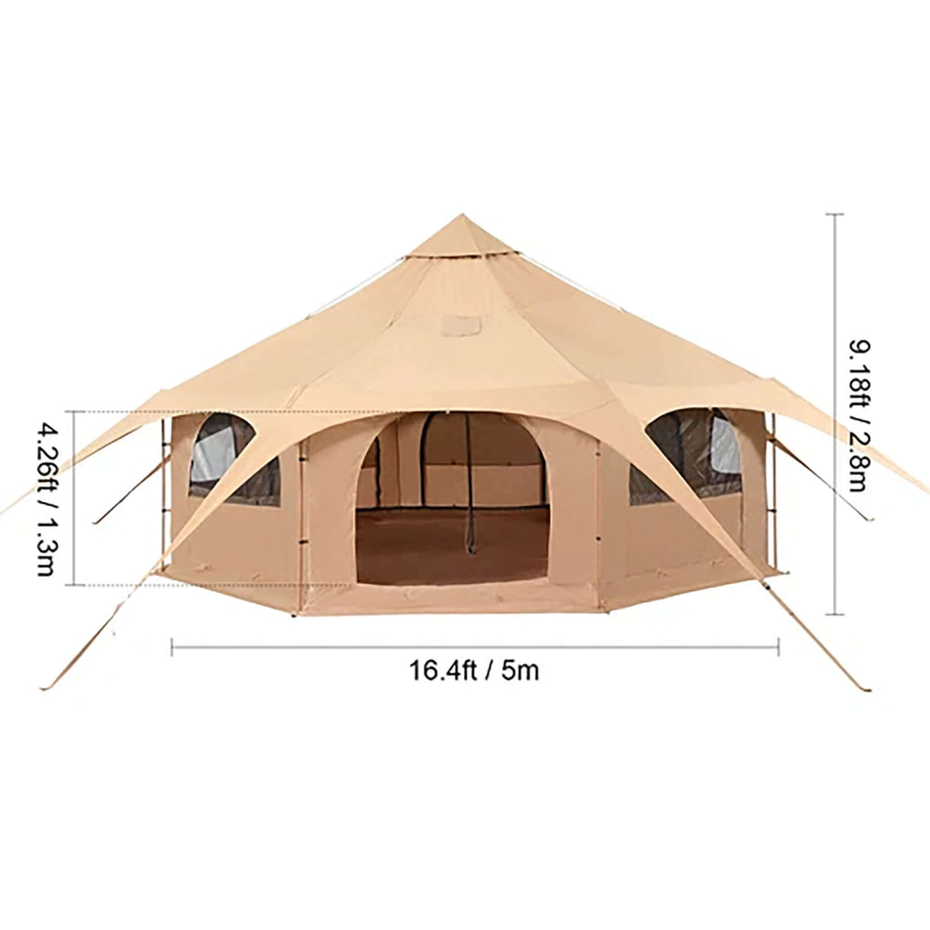 16FT Large Premium 4-Season 8-Person Bell Yurt Tent With Stove Jack (SAK75947)