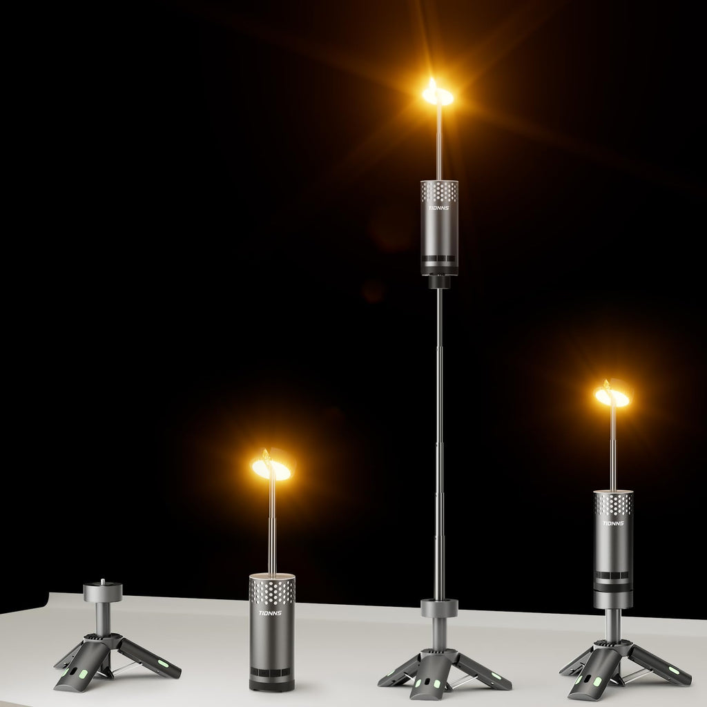 Camping Lights Rechargeable, Detachable Camping Lantern with Stand, Telescopic Waterproof Camp Lamp, Magnetic Work Hanging Light, LED Tent Flashlights for Emergency (Gray)