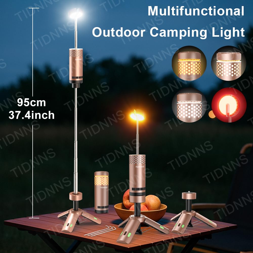 Camping Lights Rechargeable, Detachable Camping Lantern with Stand, Telescopic Waterproof Camp Lamp, Magnetic Work Hanging Light, LED Tent Flashlights for Emergency (Gray)