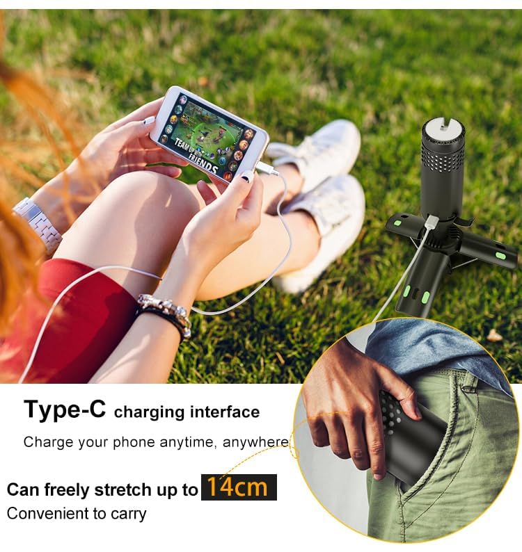 Camping Lights Rechargeable, Detachable Camping Lantern with Stand, Telescopic Waterproof Camp Lamp, Magnetic Work Hanging Light, LED Tent Flashlights for Emergency (Gray)