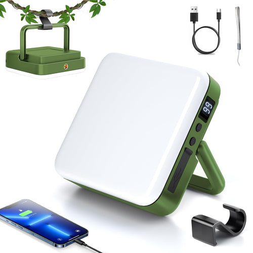 10000mAh Rechargeable Camping Lantern – Portable LED Outdoor Light with Power Bank, Magnetic Base, Tripod Compatible, Stepless Dimming for Camping, Hiking, Fishing, Emergency Use (Black)