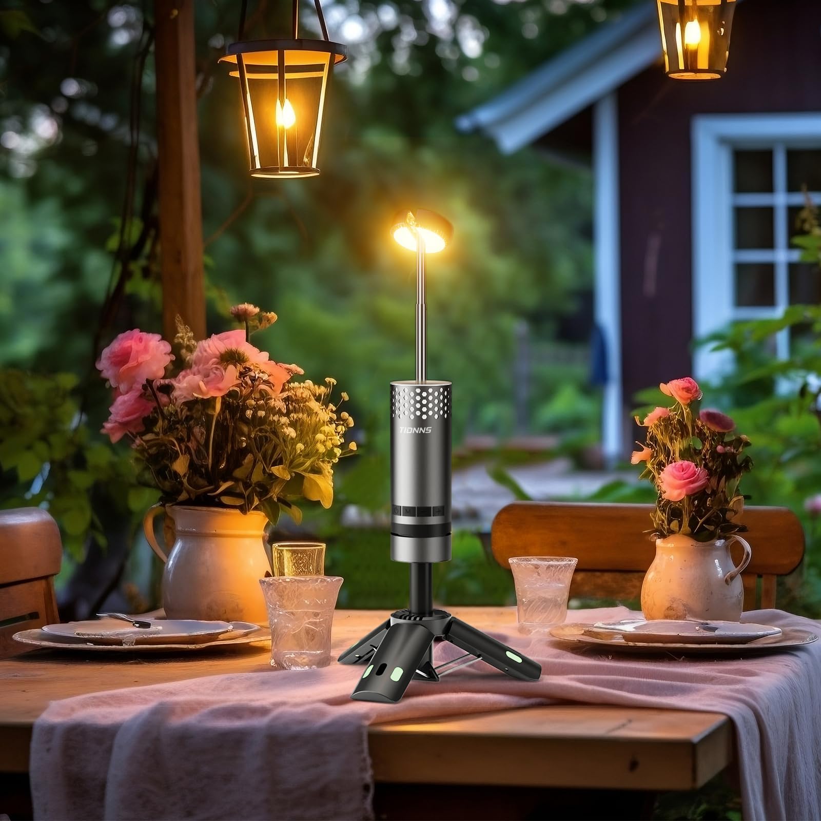 Camping Lights Rechargeable, Detachable Camping Lantern with Stand, Telescopic Waterproof Camp Lamp, Magnetic Work Hanging Light, LED Tent Flashlights for Emergency (Gray)