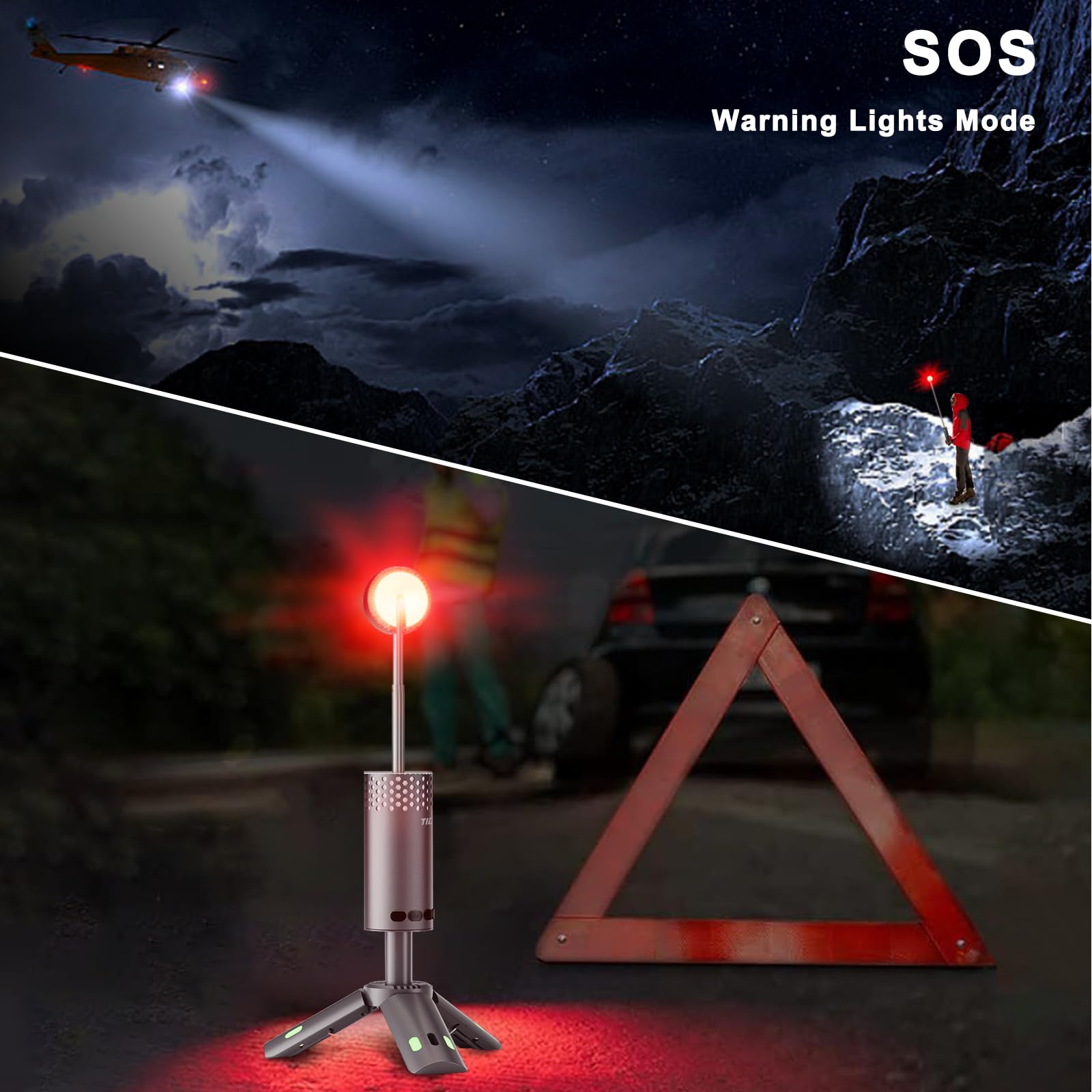 Camping Lights Rechargeable, Detachable Camping Lantern with Stand, Telescopic Waterproof Camp Lamp, Magnetic Work Hanging Light, LED Tent Flashlights for Emergency (Gray)