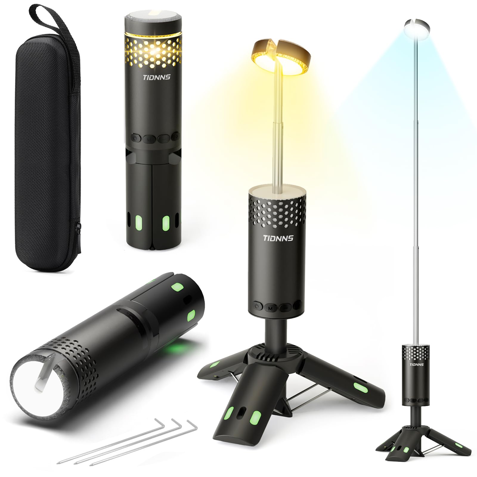 Camping Lights Rechargeable, Detachable Camping Lantern with Stand, Telescopic Waterproof Camp Lamp, Magnetic Work Hanging Light, LED Tent Flashlights for Emergency (Gray)