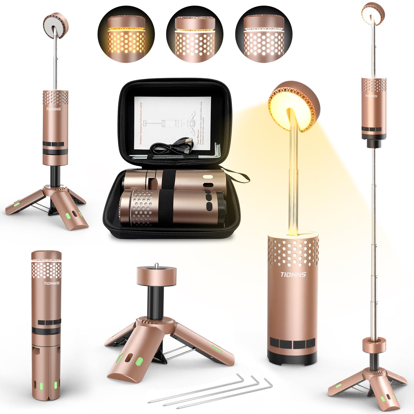 Camping Lights Rechargeable, Detachable Camping Lantern with Stand, Telescopic Waterproof Camp Lamp, Magnetic Work Hanging Light, LED Tent Flashlights for Emergency (Gray)