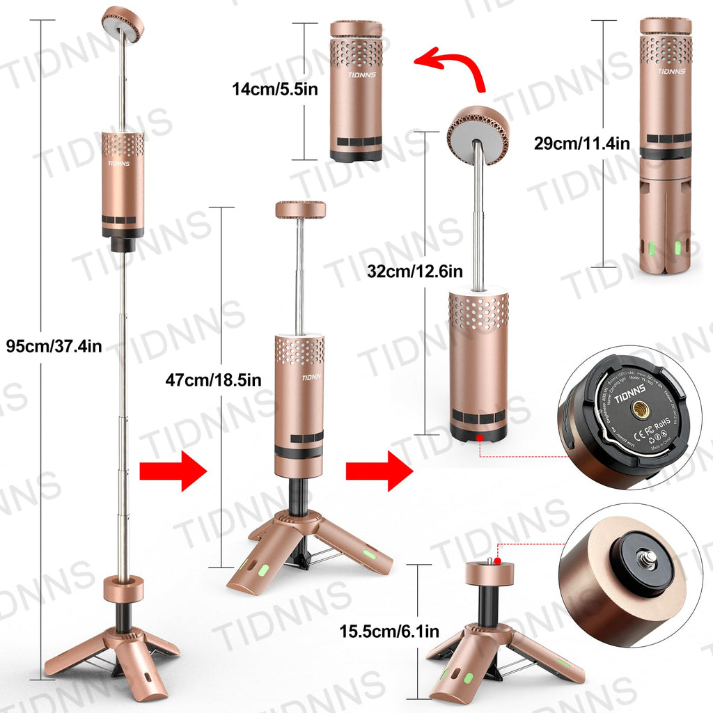 Camping Lights Rechargeable, Detachable Camping Lantern with Stand, Telescopic Waterproof Camp Lamp, Magnetic Work Hanging Light, LED Tent Flashlights for Emergency (Gray)