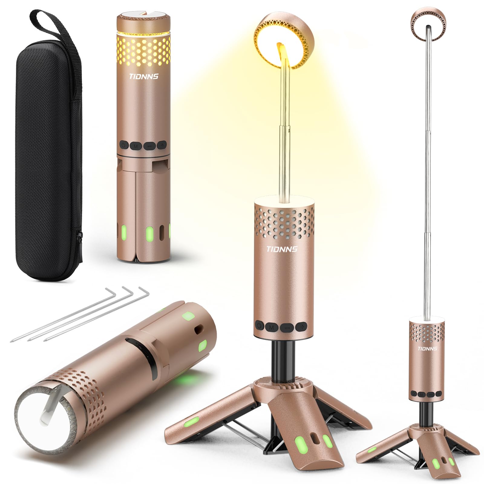 Camping Lights Rechargeable, Detachable Camping Lantern with Stand, Telescopic Waterproof Camp Lamp, Magnetic Work Hanging Light, LED Tent Flashlights for Emergency (Gray)