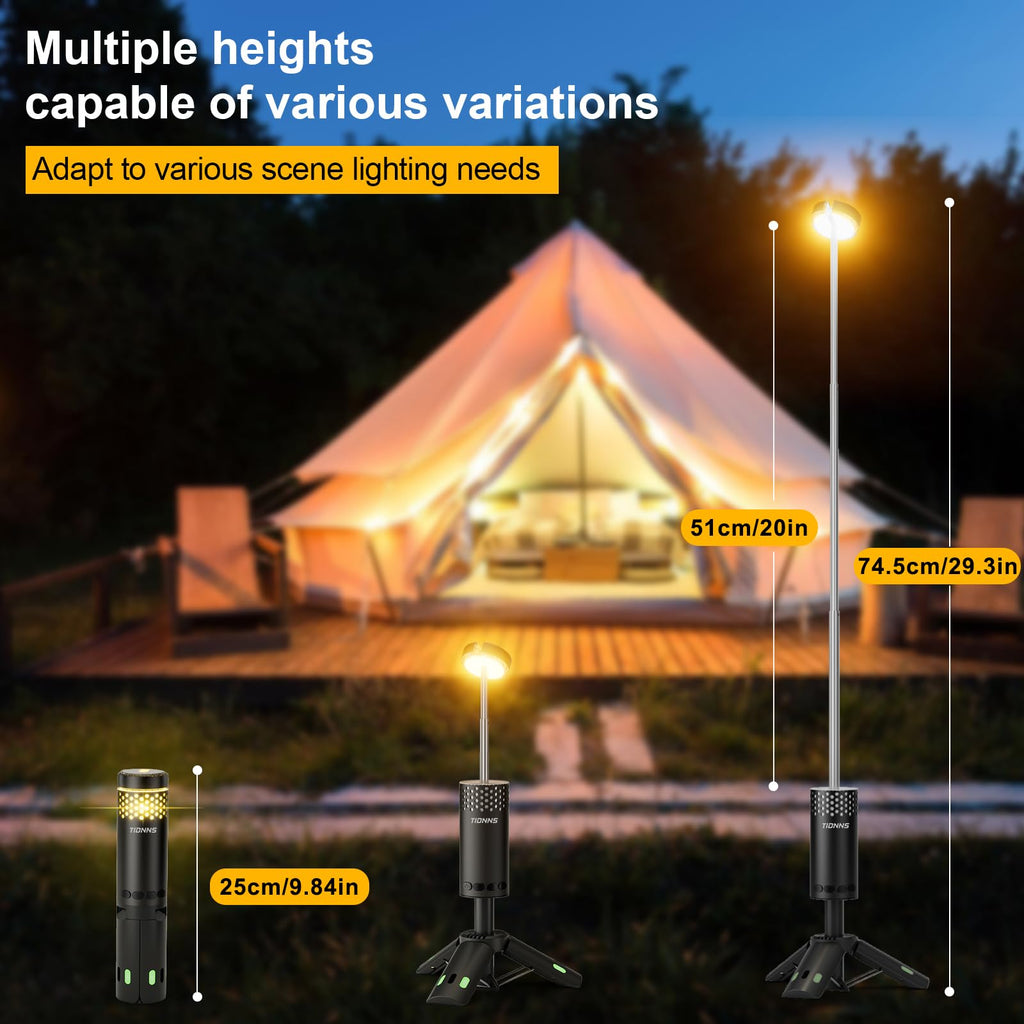 Camping Lights Rechargeable, Detachable Camping Lantern with Stand, Telescopic Waterproof Camp Lamp, Magnetic Work Hanging Light, LED Tent Flashlights for Emergency (Gray)