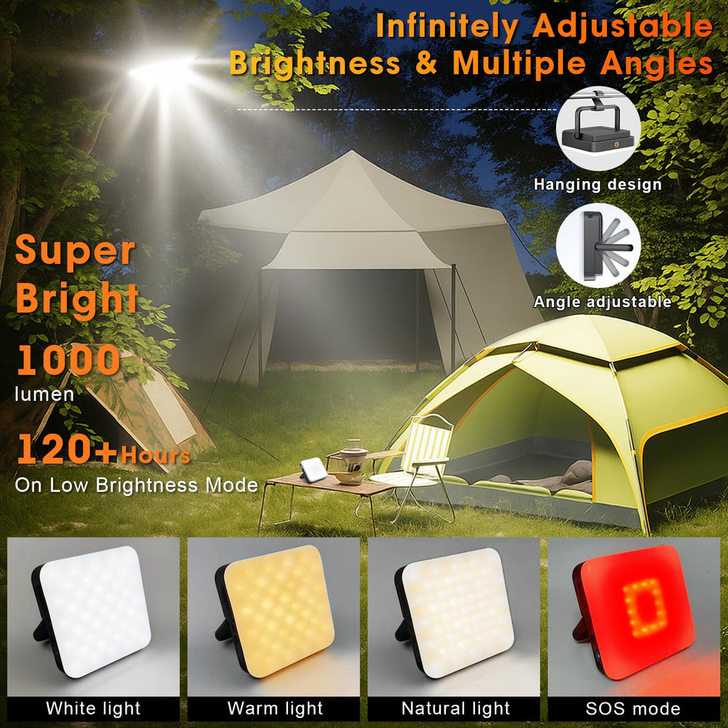 10000mAh Rechargeable Camping Lantern – Portable LED Outdoor Light with Power Bank, Magnetic Base, Tripod Compatible, Stepless Dimming for Camping, Hiking, Fishing, Emergency Use (Black)