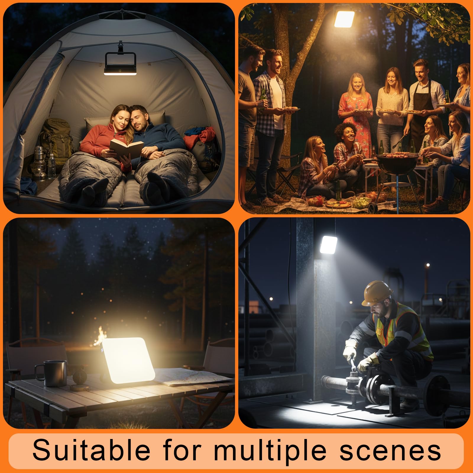 10000mAh Rechargeable Camping Lantern – Portable LED Outdoor Light with Power Bank, Magnetic Base, Tripod Compatible, Stepless Dimming for Camping, Hiking, Fishing, Emergency Use (Black)