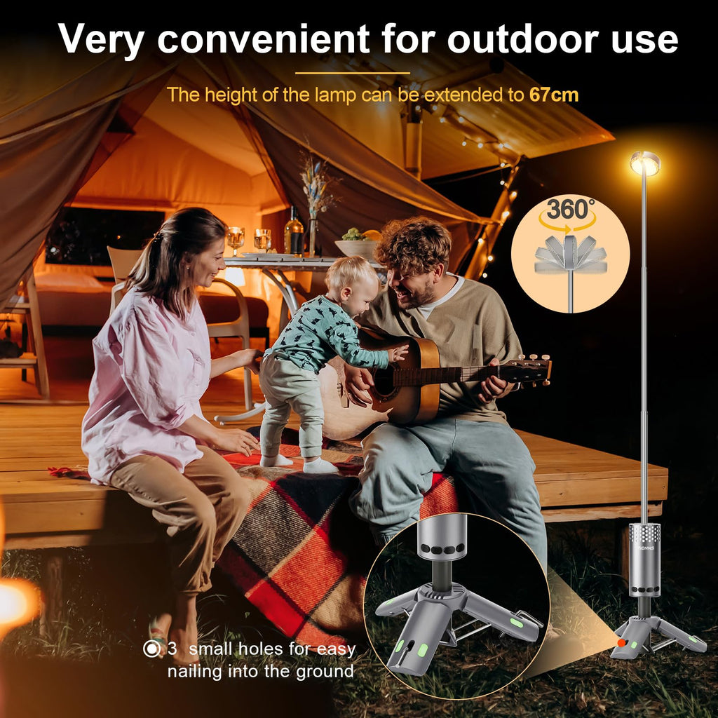 Camping Lights Rechargeable, Detachable Camping Lantern with Stand, Telescopic Waterproof Camp Lamp, Magnetic Work Hanging Light, LED Tent Flashlights for Emergency (Gray)