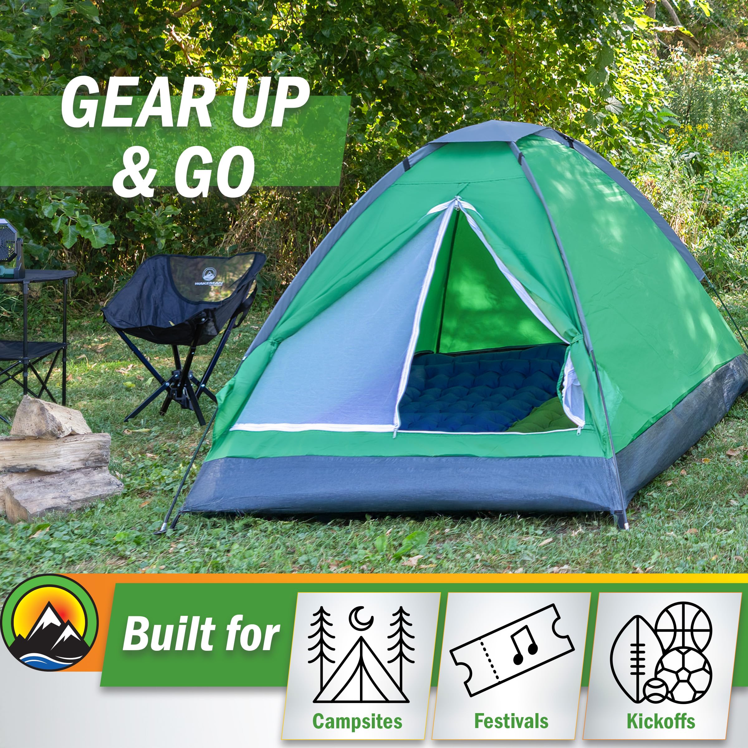 2-Person Dome Tent – Easy Set Up Shelter with Rain Fly and Carrying Bag for Camping