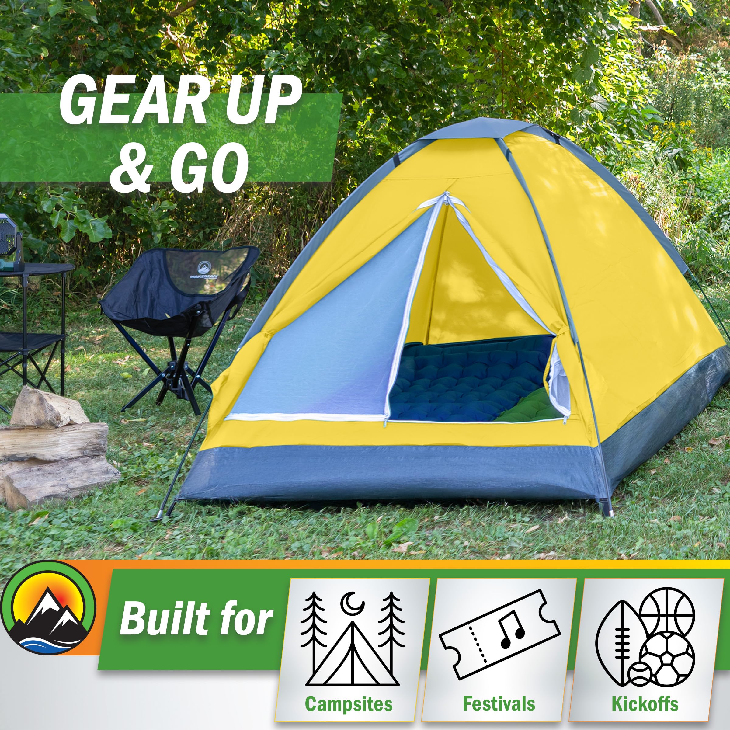 2-Person Dome Tent – Easy Set Up Shelter with Rain Fly and Carrying Bag for Camping