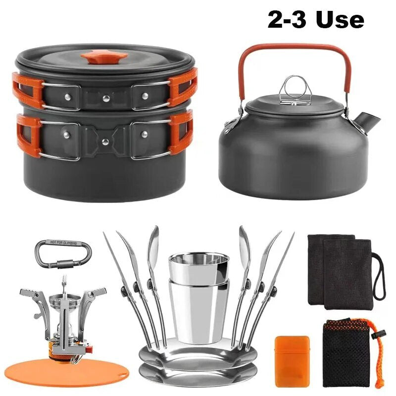 Camping Cooking Set Outdoor Aluminum Lightweight Equipment Camping Cookware Kit