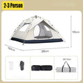 3-4 Person Pop Up Tents Waterproof Windproof Instant Tent UV 50+W/2 Sleeping Bag