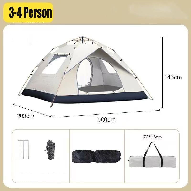 3-4People Automatic Instant Outdoor Camping Tent Camping Tent Quick Setup Zipper