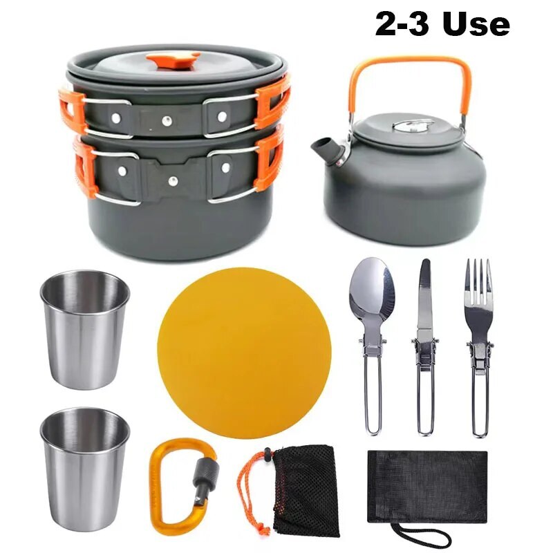 Camping Cooking Set Outdoor Aluminum Lightweight Equipment Camping Cookware Kit