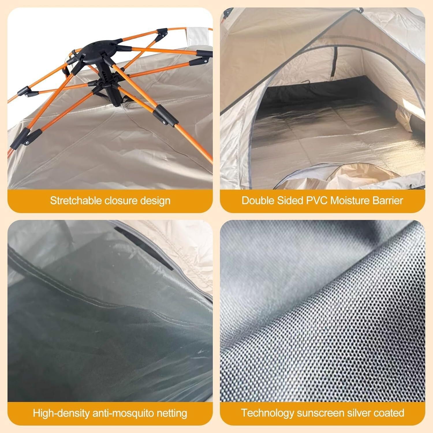 3-4 Person Pop Up Tents Waterproof Windproof Instant Tent for Camping Hiking US