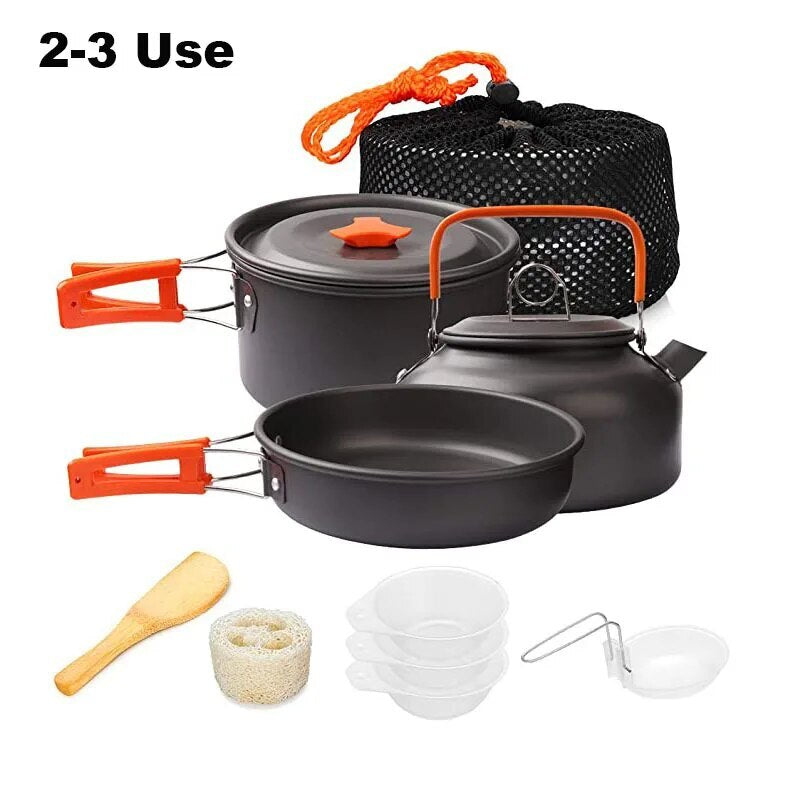 Camping Cooking Set Outdoor Aluminum Lightweight Equipment Camping Cookware Kit