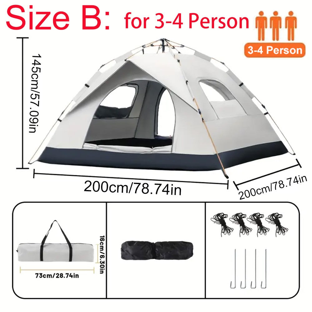 3-4 Person Pop Up Tents Waterproof Windproof Instant Tent for Camping Hiking US
