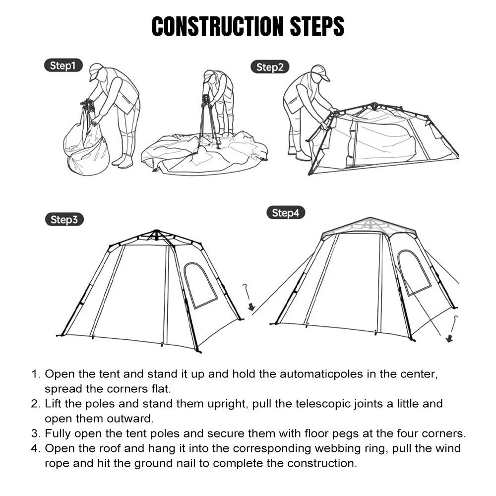 3-4 Person Pop Up Tents Waterproof Windproof Instant Tent for Camping Hiking US