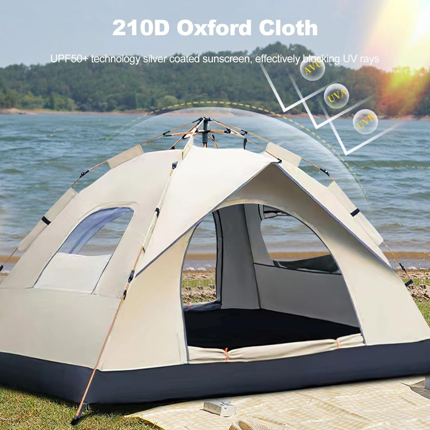 3-4 Person Pop Up Tents Waterproof Windproof Instant Tent for Camping Hiking US