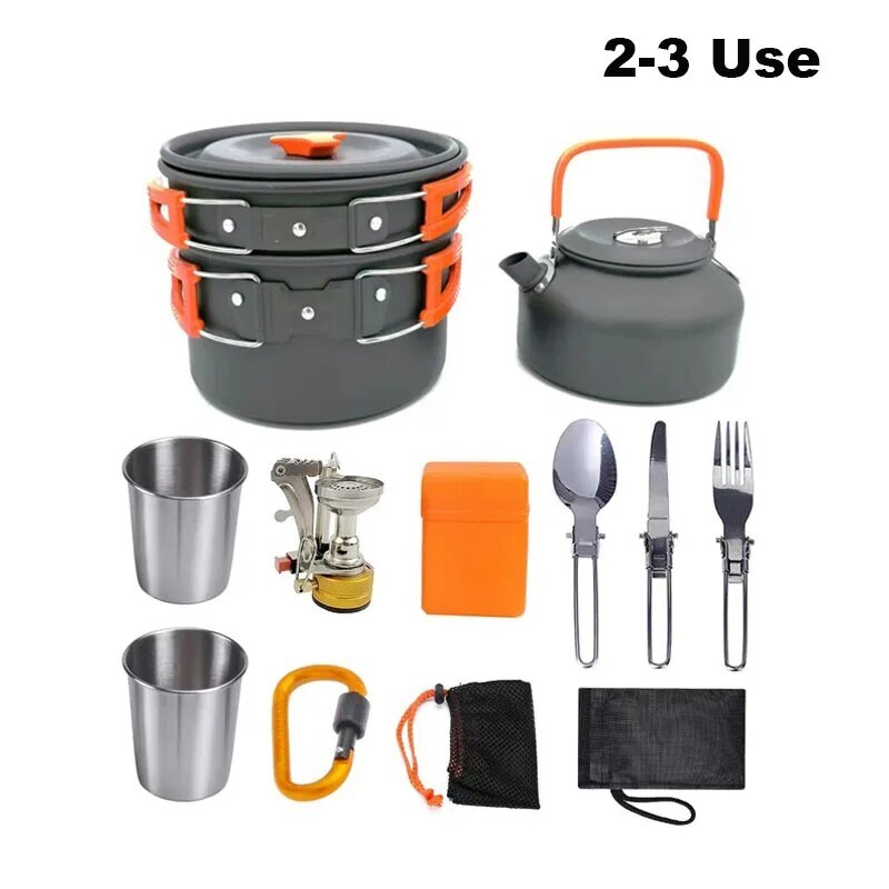 Camping Cooking Set Outdoor Aluminum Lightweight Equipment Camping Cookware Kit