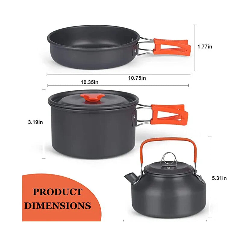 Camping Cooking Set Outdoor Aluminum Lightweight Equipment Camping Cookware Kit