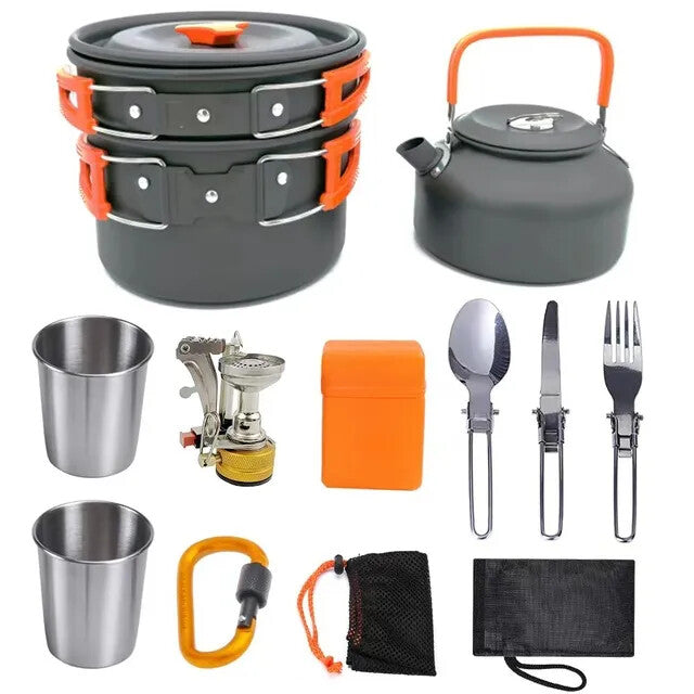 Camping Cooking Set Outdoor Aluminum Lightweight Equipment Camping Cookware Kit
