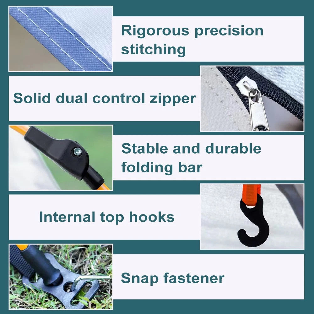 3-4 Person Pop Up Tents Waterproof Windproof Instant Tent UV 50+W/2 Sleeping Bag