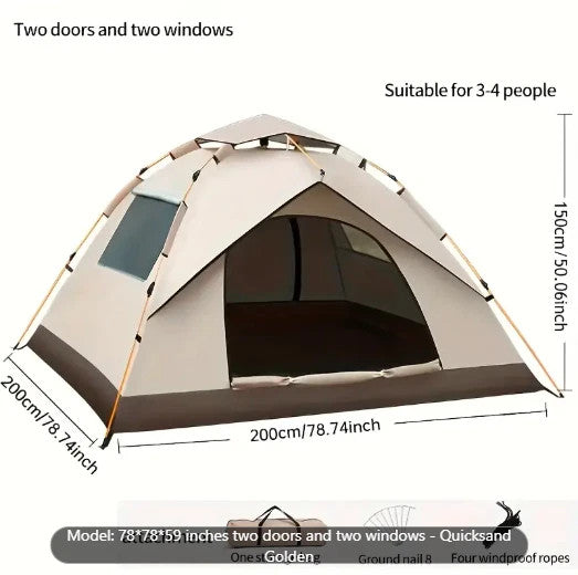 3-4 Person Pop Up Tents Waterproof Windproof Instant Tent for Camping Hiking US