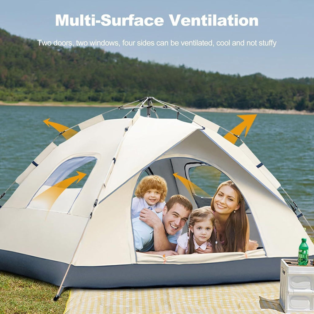 3-4 Person Pop Up Tents Windproof Instant Tent for Camping Hiking with Sleep Bag